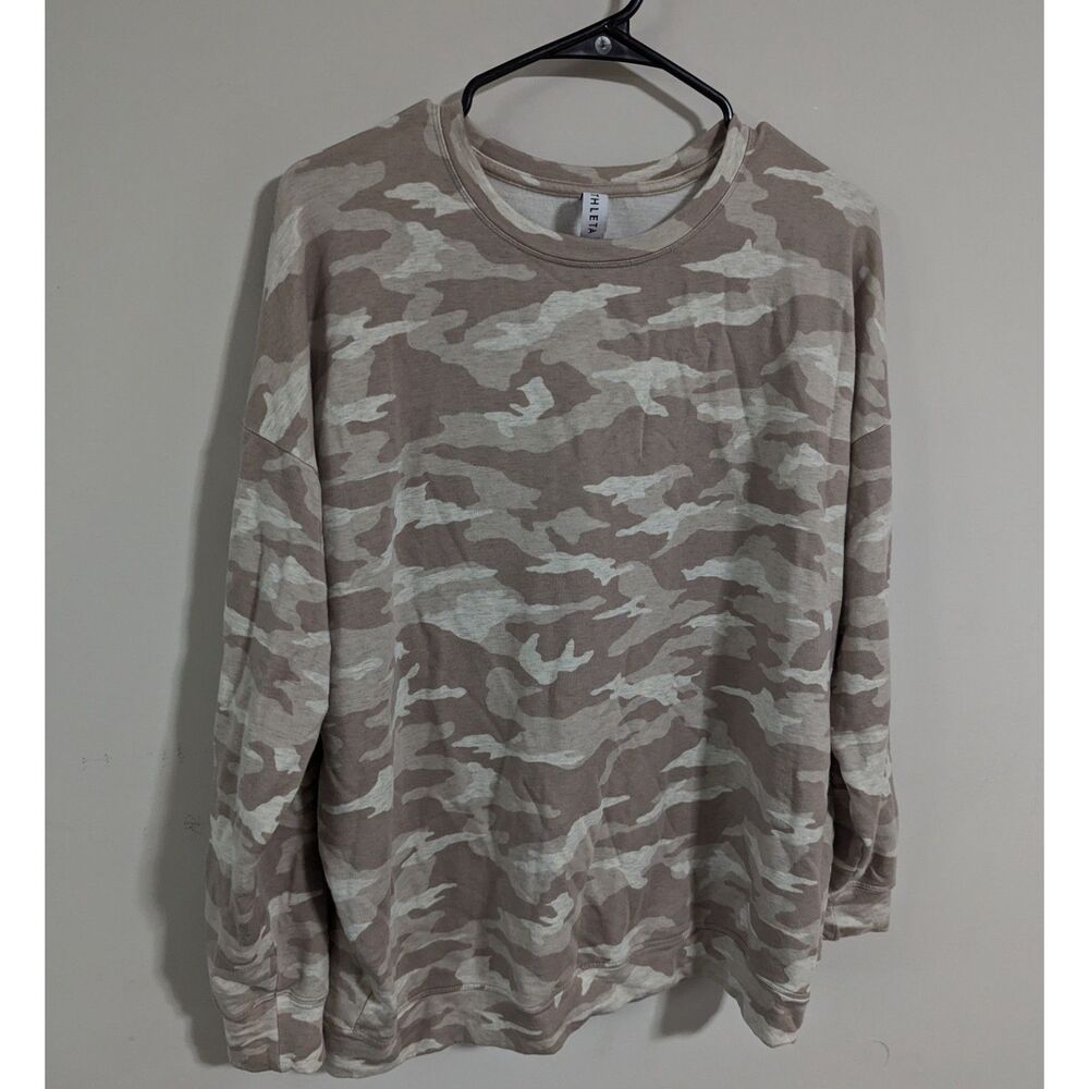 Athleta Beige Camo Fleece Sweatshirt size Large Tall